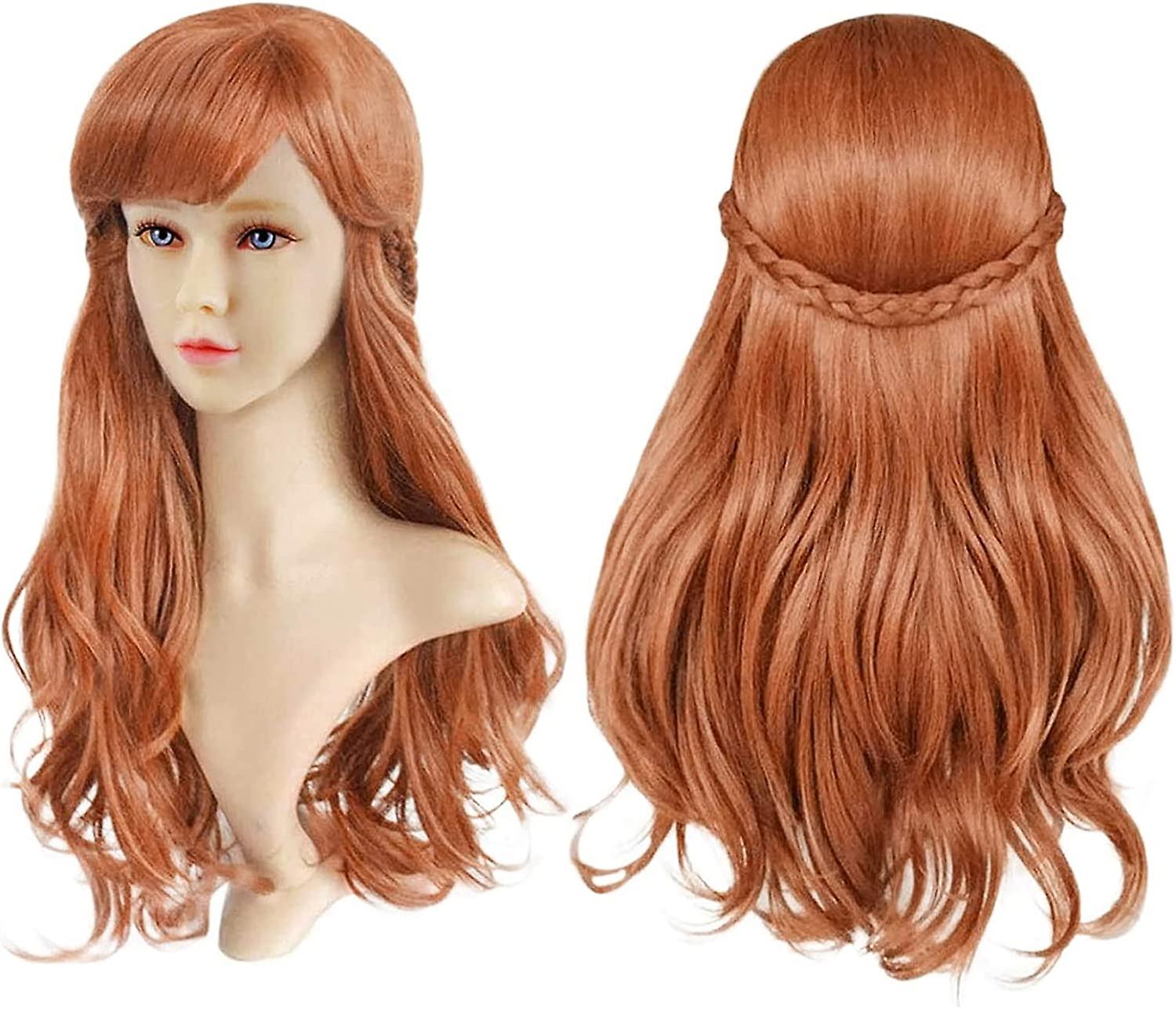 Wig CapPrincess Brown Wig for Kids Long Wavy