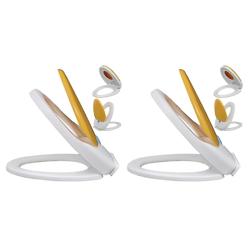Toilet seats with automatic downing 2 pcs. plastic White/yellow