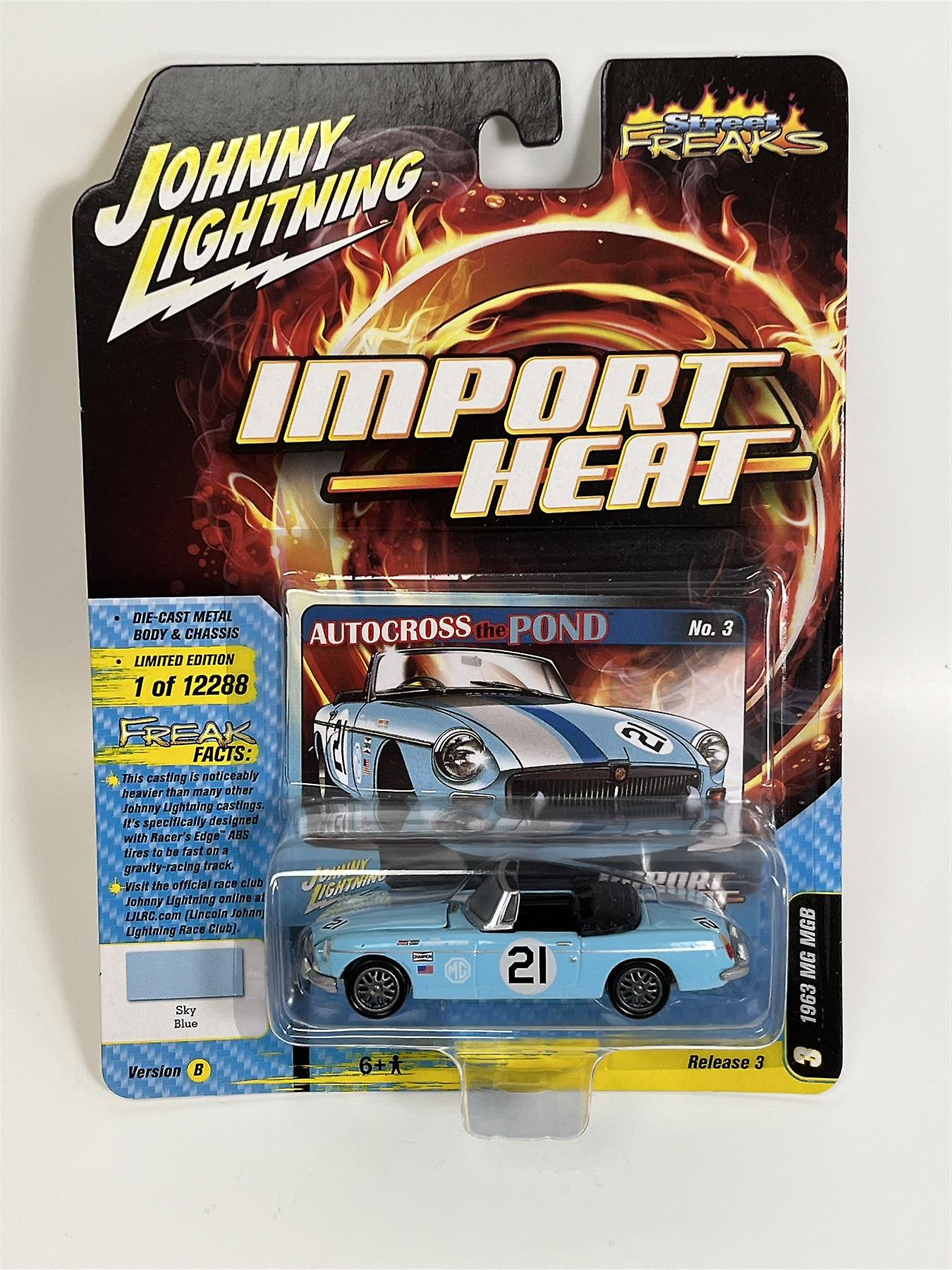 1963 MG MGB Sky Blue Import Heat 1:64 Scale Johnny Lightning JLSF021