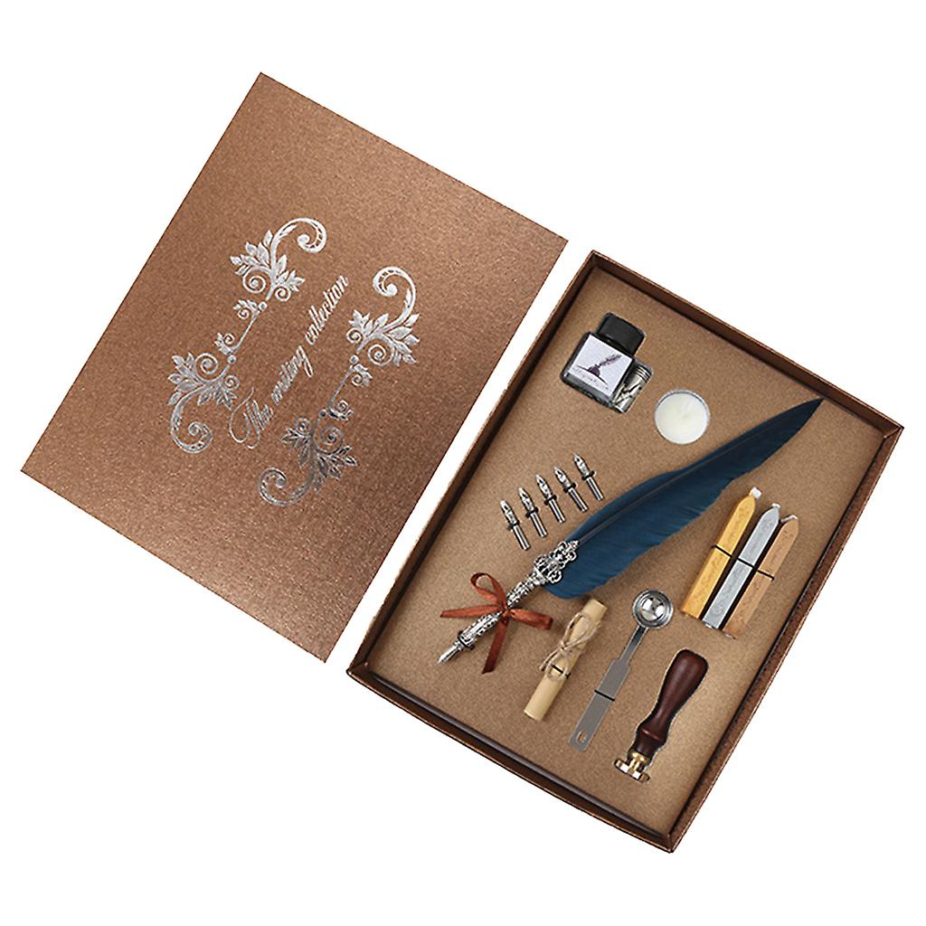 Retro Gothic Style Quill Pen Set Retro Wax Seal Stamp Kit Calligraphy Pen Set