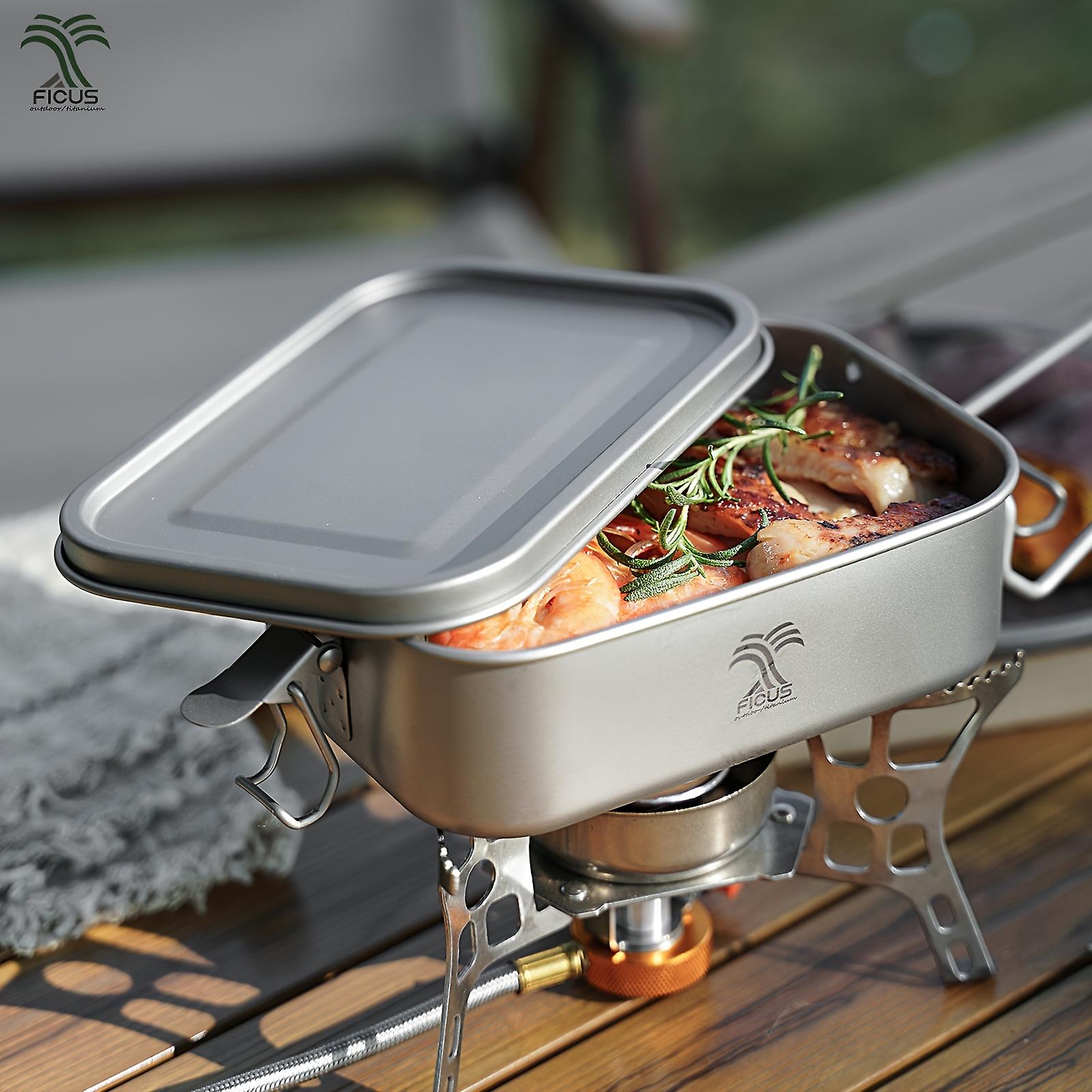 Get Ready For Your Next Adventure With Ficus 700ml Titanium Military Mess Tin With Lid - Perfect For Cooking Food And Lunch On The Go!