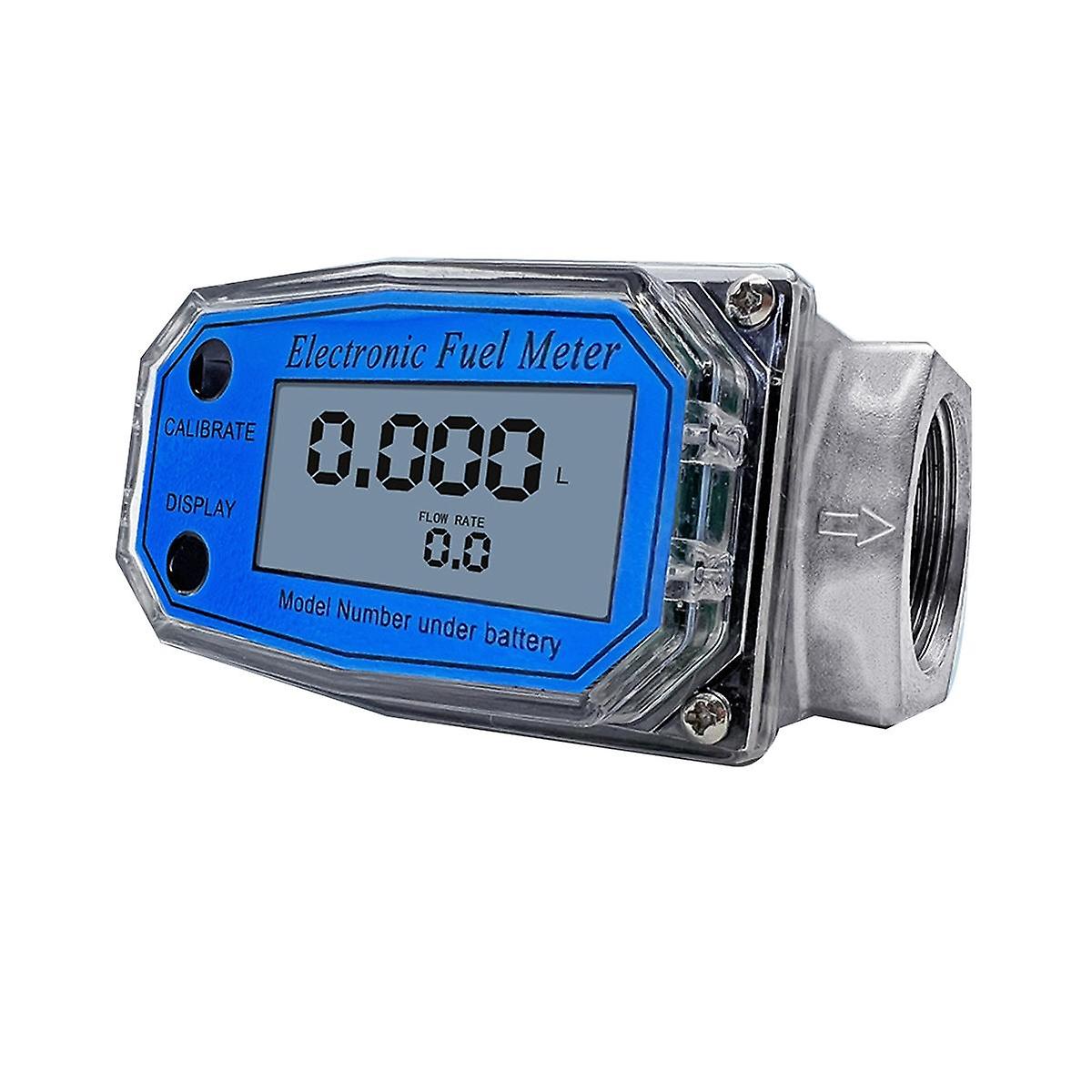 25 Digital Turbine Flow Meter for Measuring Gasoline Water Sea Liquid Flowmeter Blue