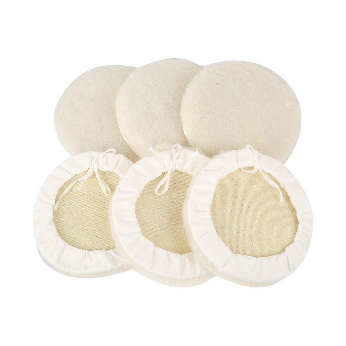 6 Pieces of 7-Inch Wool-Like Plush Polishing Disc Bundled with Lace-Up Wool Polishing Set Wool Pad