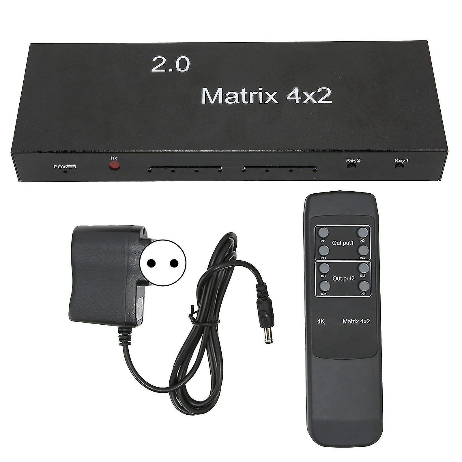 4K 60Hz HDMI Switch 4 In 2 Out with Optical Sound Output and Remote Control Splitter