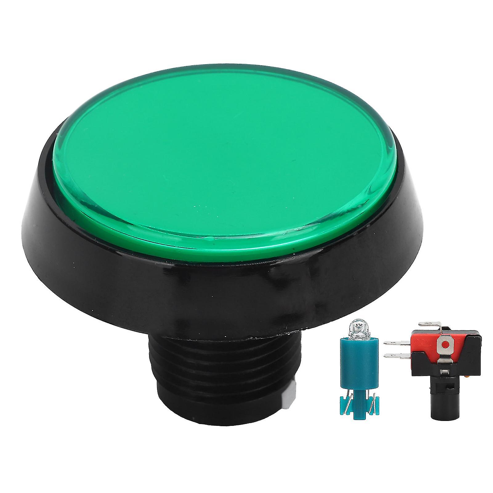 Green 60mm LED Flat Button with 3-Foot Switch for Crane Machines and Game Consoles