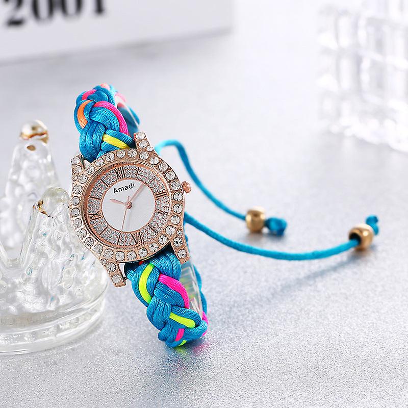 Macaron Color Diy Hand Weaving Bracelet Watch