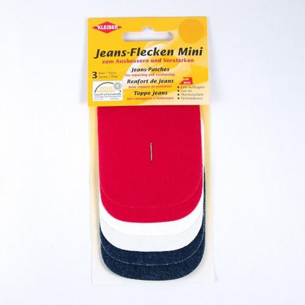 Iron On Denim Patches Red White Navy - per pack of 6
