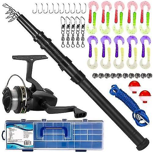 قضبان الصيد الصيد رود وبكرة كومبو مع صندوق حمل 51 قطعة معدات الصيد مجموعة تلسكوبي الصيد رود القطب