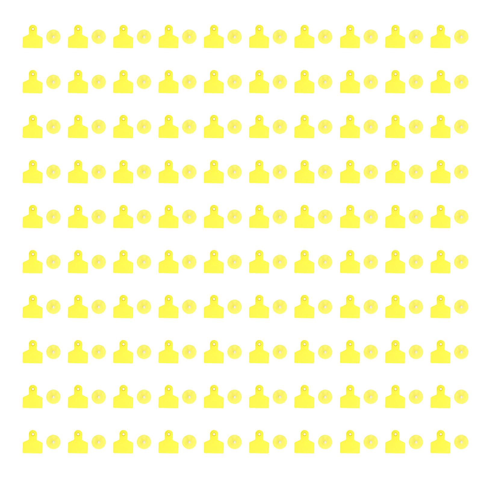100 Sets Livestock Ear Tags Yellow Strong Plastic Easy to Use Blank Cattle Ear Tags for Cow Sheep Pig Farm