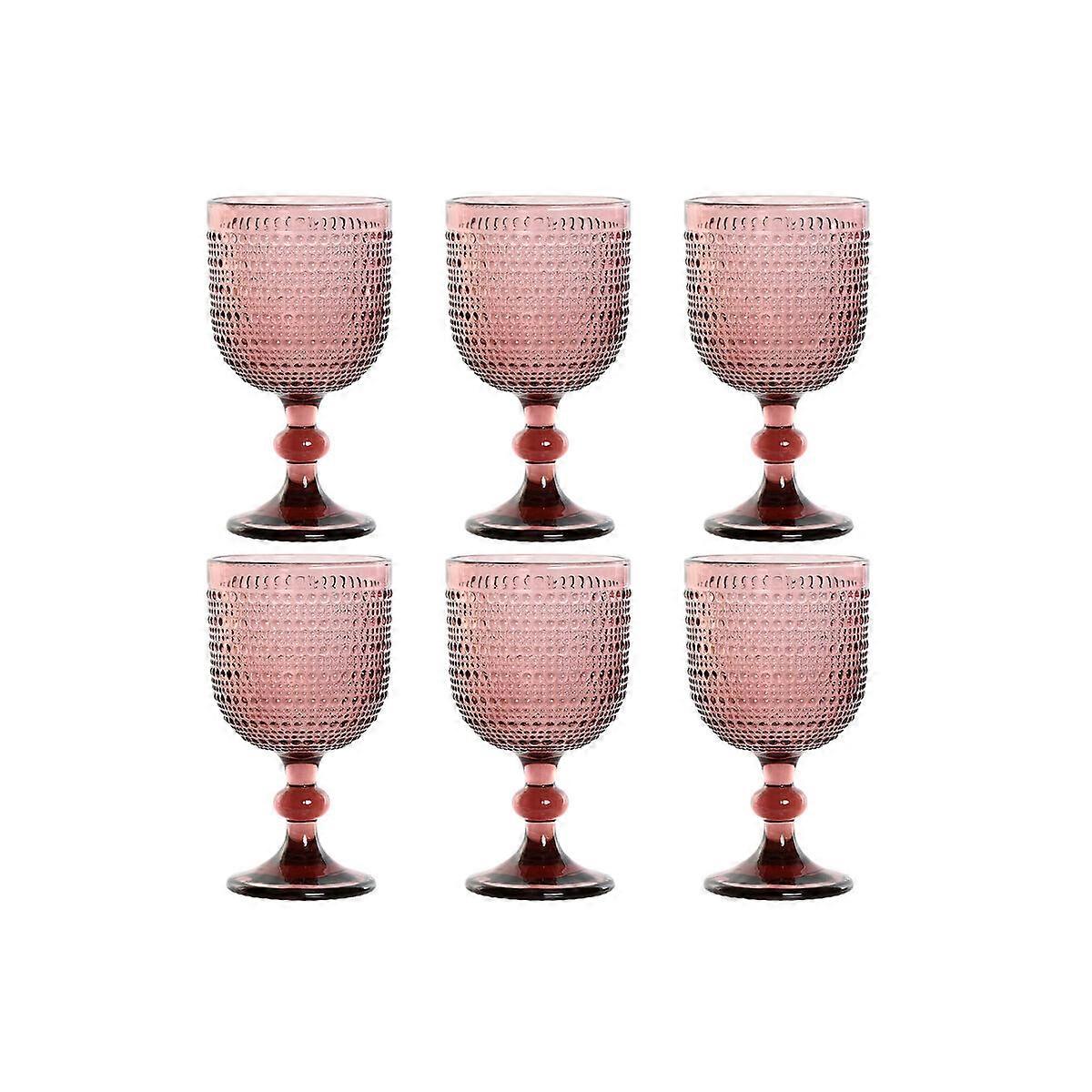 Set de tazas Home ESPRIT Cristal Rosa 325 ml (6 Unidades)
