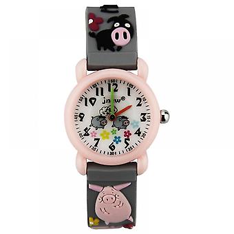 SUJI Kids Cartoon Grey Watch Waterproof Band Piggy Print Watch for Girls & Boys 2-12 Years Old, Best Gift for Kids