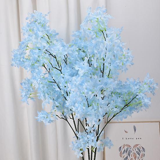 1 Bunch Artificial Lilac Flower Non-fading Create Vitality Faux Silk Useful Artificial Cross Cherry Blossom Home Desktop Decoration