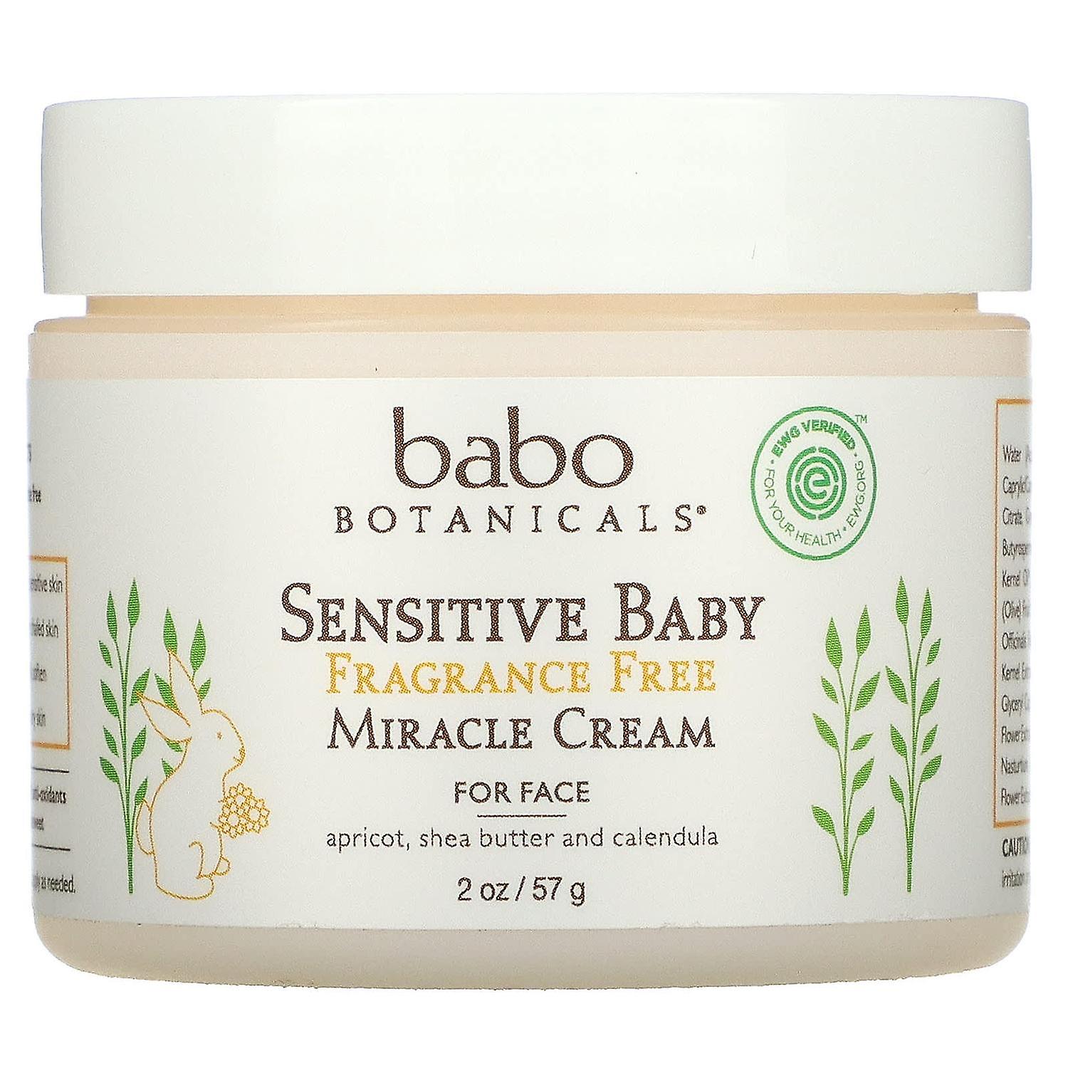 Babo Botanicals, Sensitive Baby Miracle Cream For Face, Fragrance Free, 2 oz (57 g)