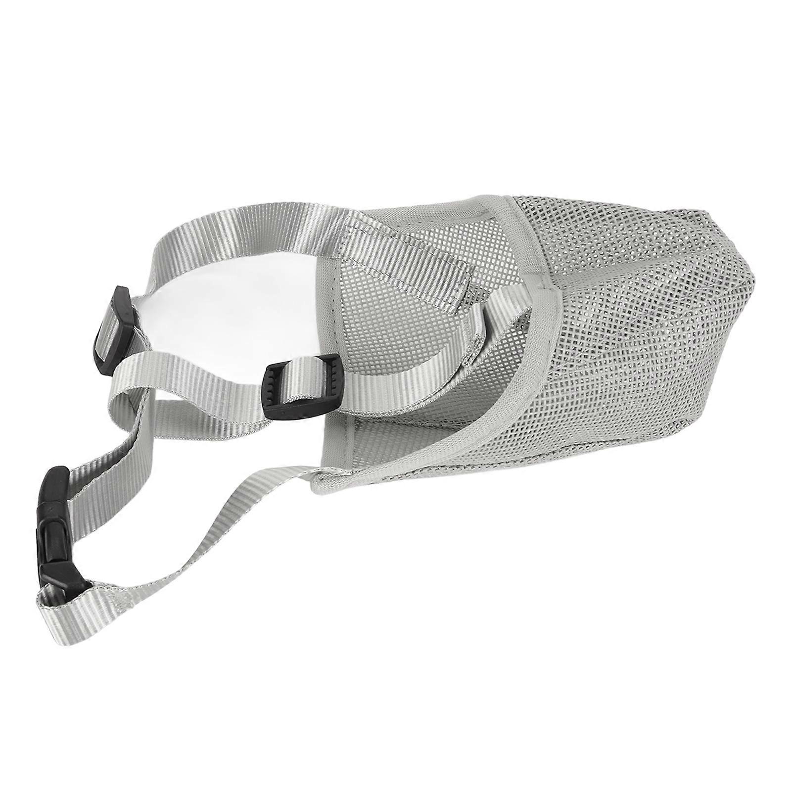 Dog Muzzle Breathable Adjustable Prevent Biting Chewing Pet Mesh Muzzle for Outdoor Training Gray S