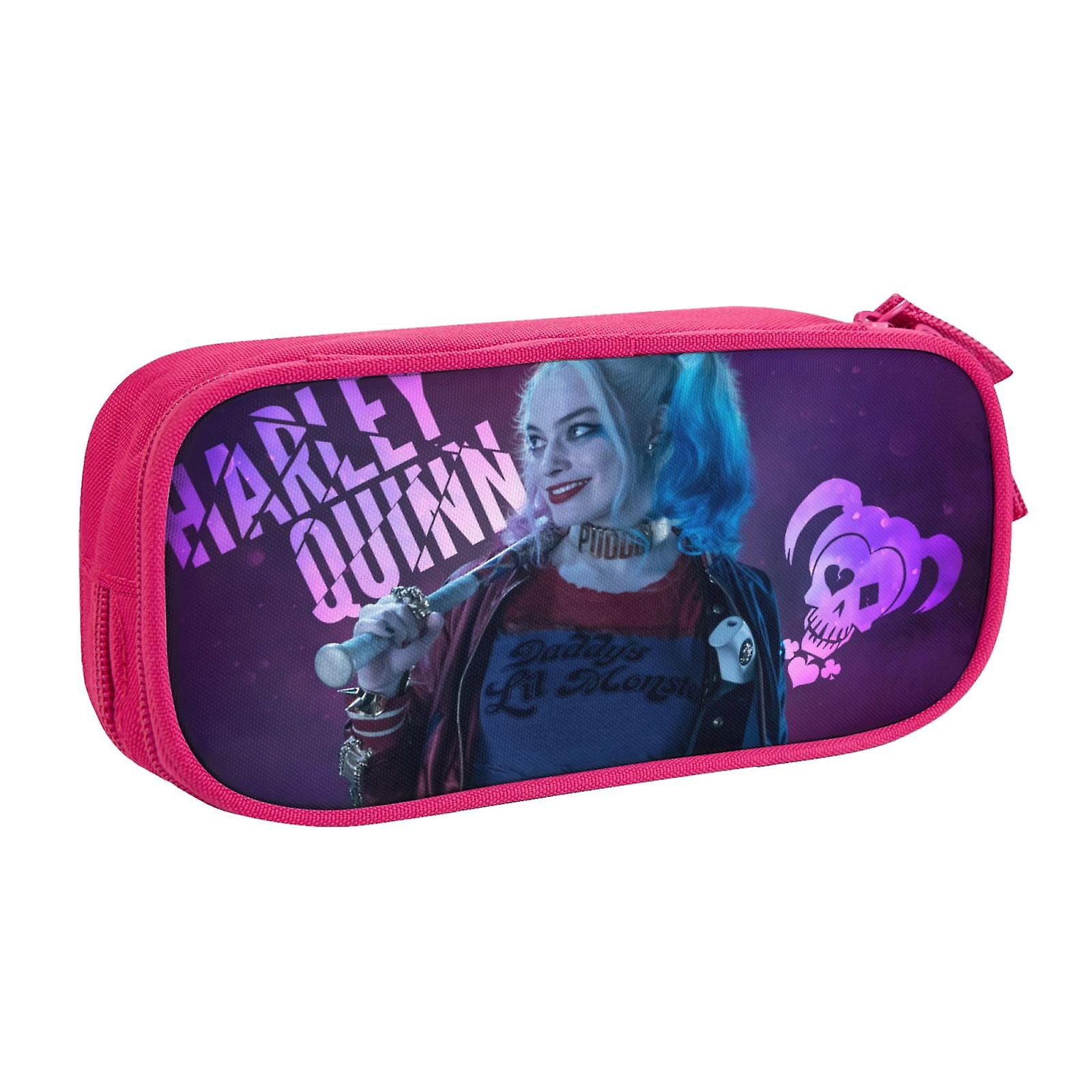 هارلي كوين مقلمة مع سحاب ، حقيبة قلم ذات سعة كبيرة حقيبة تخزين كبيرة صندوق قلم متين ، مستلزمات العودة إلى المدرسة للأطفال الطلاب المراهقين الأولاد جير