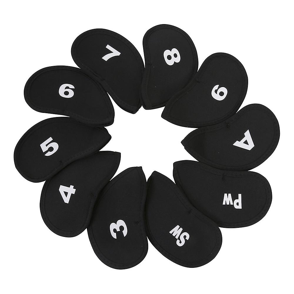 10 Pcs Black Neoprene Golf Iron Covers Set