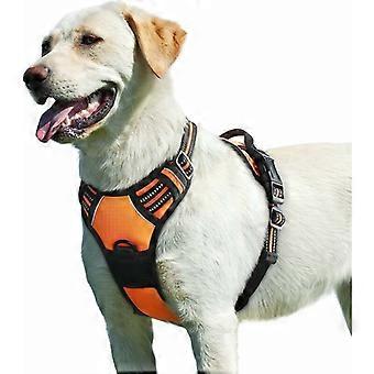 Imbracatura di sicurezza per cani riflettente, senza trazione Facile da indossare, resistente, con maniglia di controllo. Progettato per l'escursionismo e i viaggi su strada. arancione, taglia L