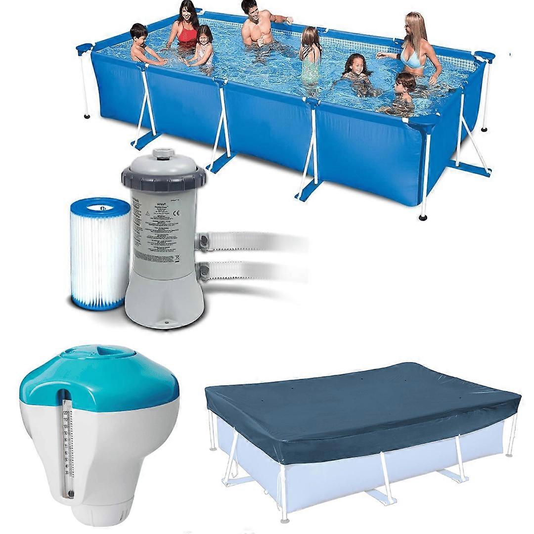 Rectangular Metal Frame Pool 300 X200 X75 Cm With Pool Accessories