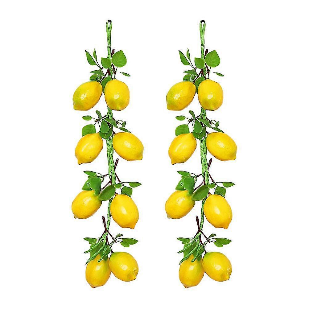 2 Bunches of Simulation Lemon String Decorative Fruit String Party Layout Prop