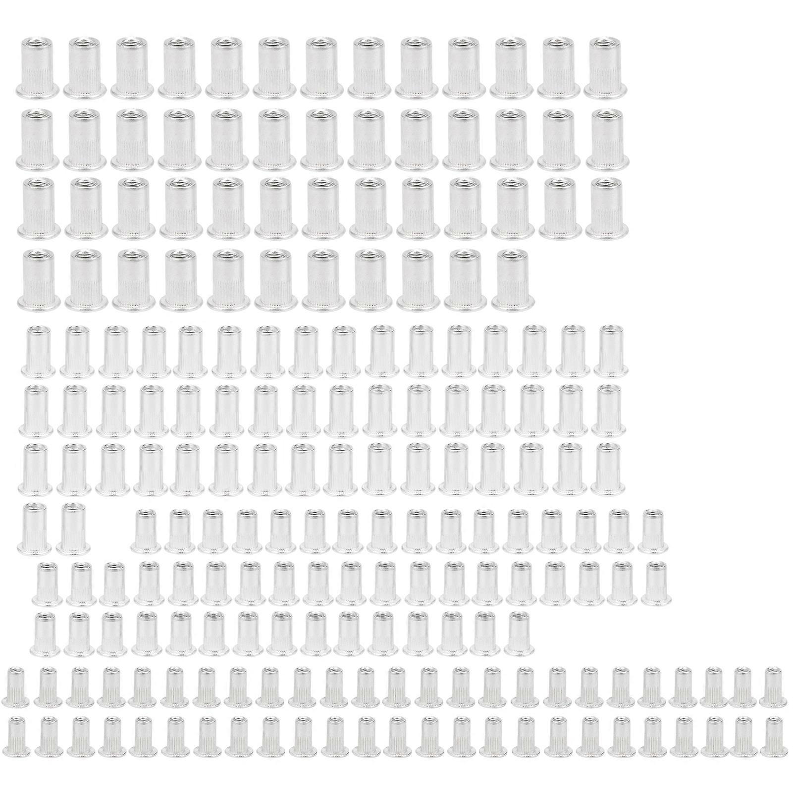 200pcs Aluminum Rivet Insert Nut Vertical Grain M3/m4/m5/m6 Combination Set Bag Packed