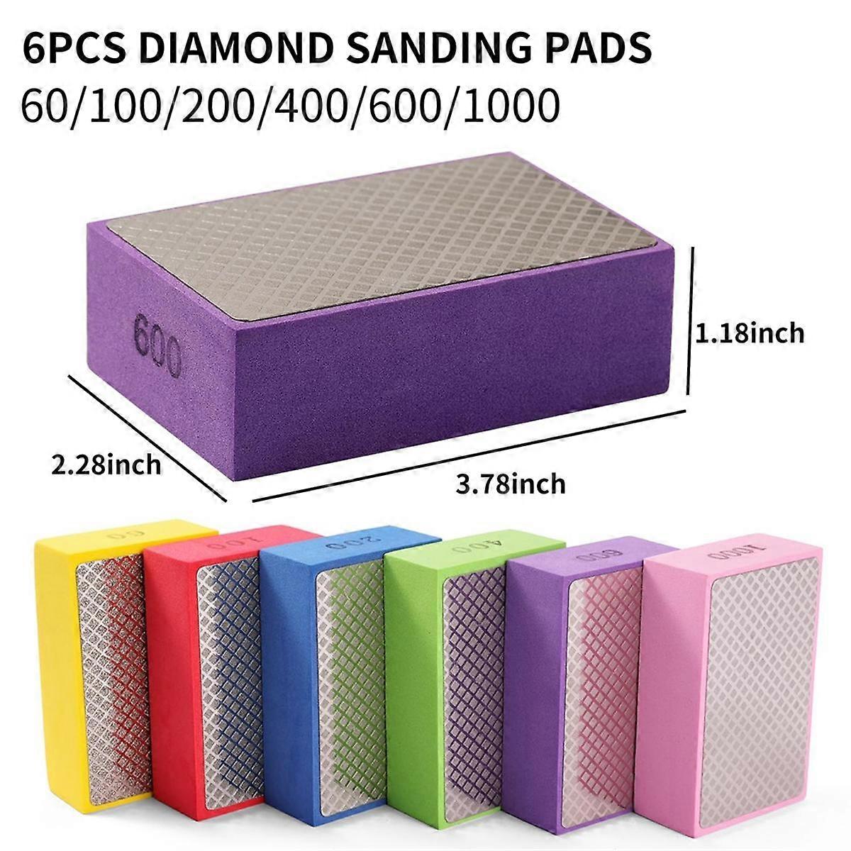 thumbnail image 2 of NSIoutlet 6-Piece Diamond Polishing Sanding Blocks – 60 To 1000 Grit – Stone, Tile, Glass, Wood, Metal 2 of 5