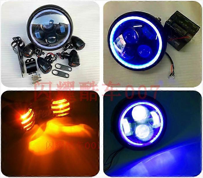 CG125GN125 motorcycle modified retro LED headlights, headlights, metal, near and far headlights, round lights, turn signals