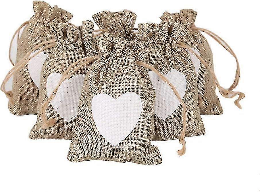 20 stk liten burlap hjerte gavepose med snor diy lett gavepose