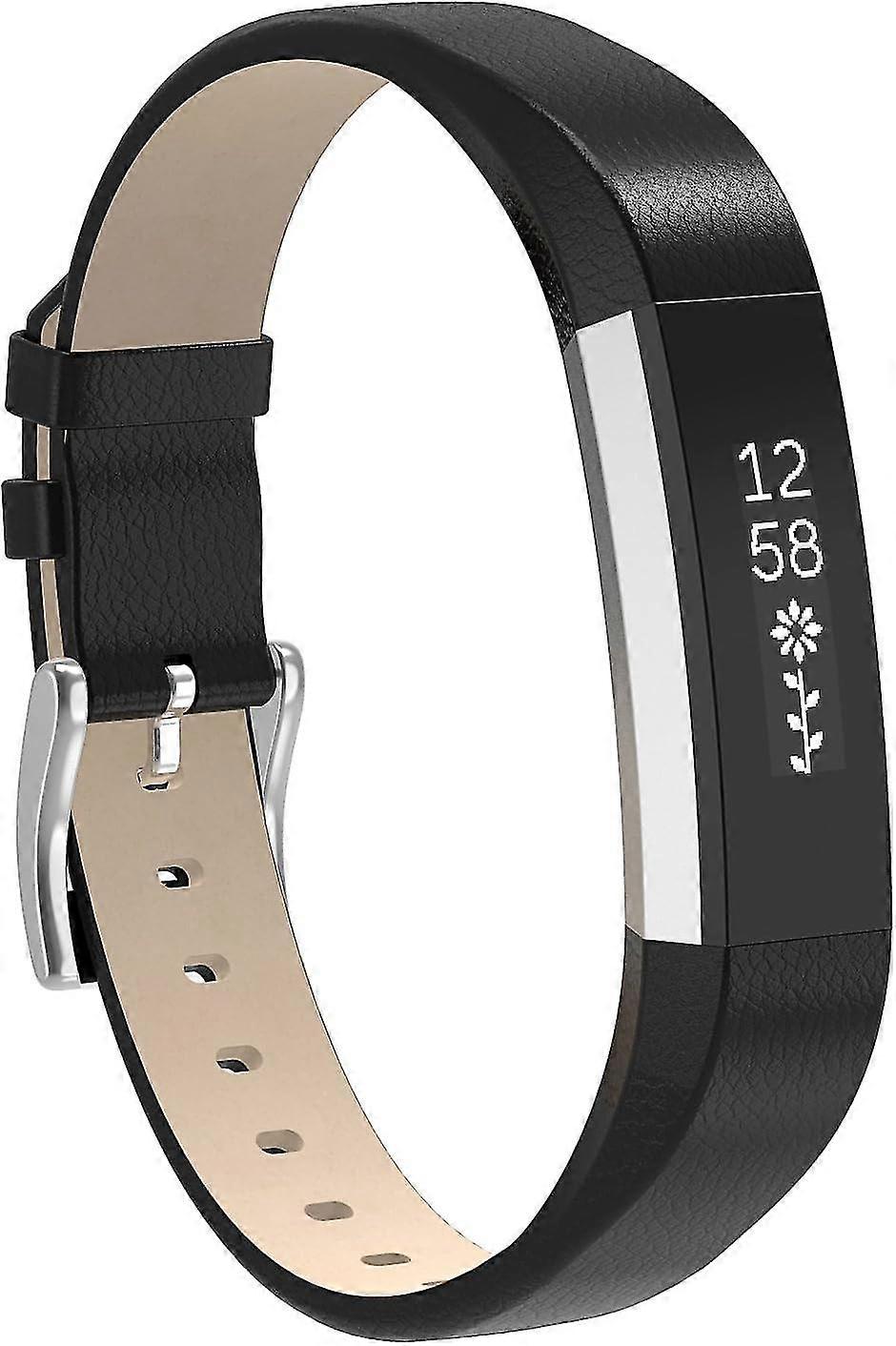 Interchangeable Leather Strap Compatible with Fitbit Alta/Fitbit Alta HR,Classic Leather Strap,Small,No Tracker