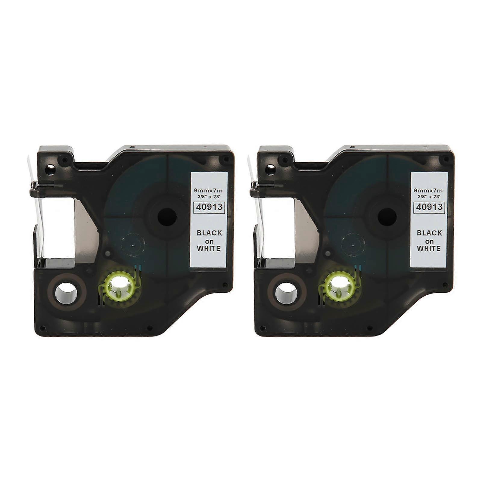 2Pcs Label Tape for D1 Black On White Label Replacement Label Maker Refills for LM210D LP420 M500TS Lable Printers 23FT 9mm / 0.35in