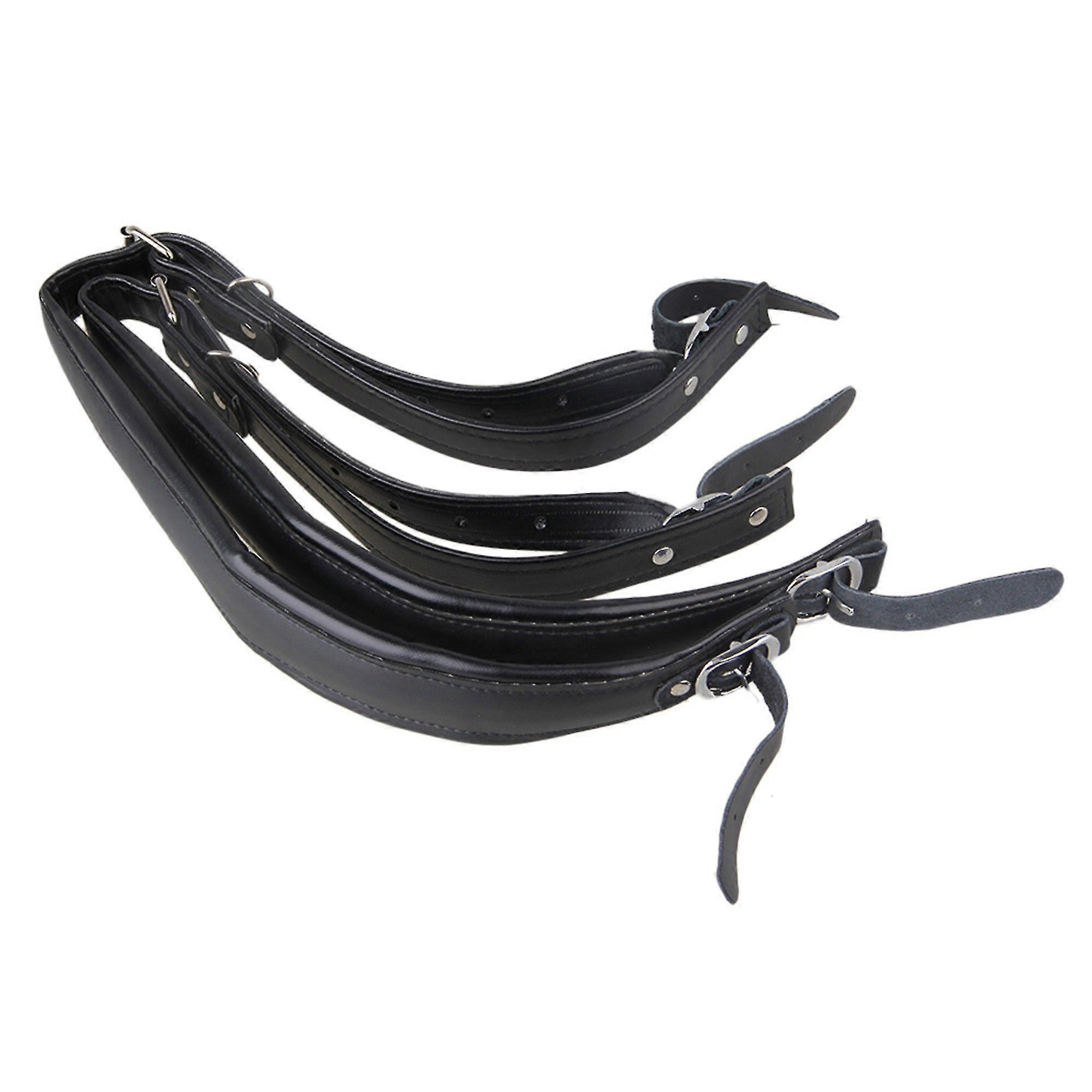 2 x Black Accordion PU Leather Shoulder Strap with Adjustable Buckles