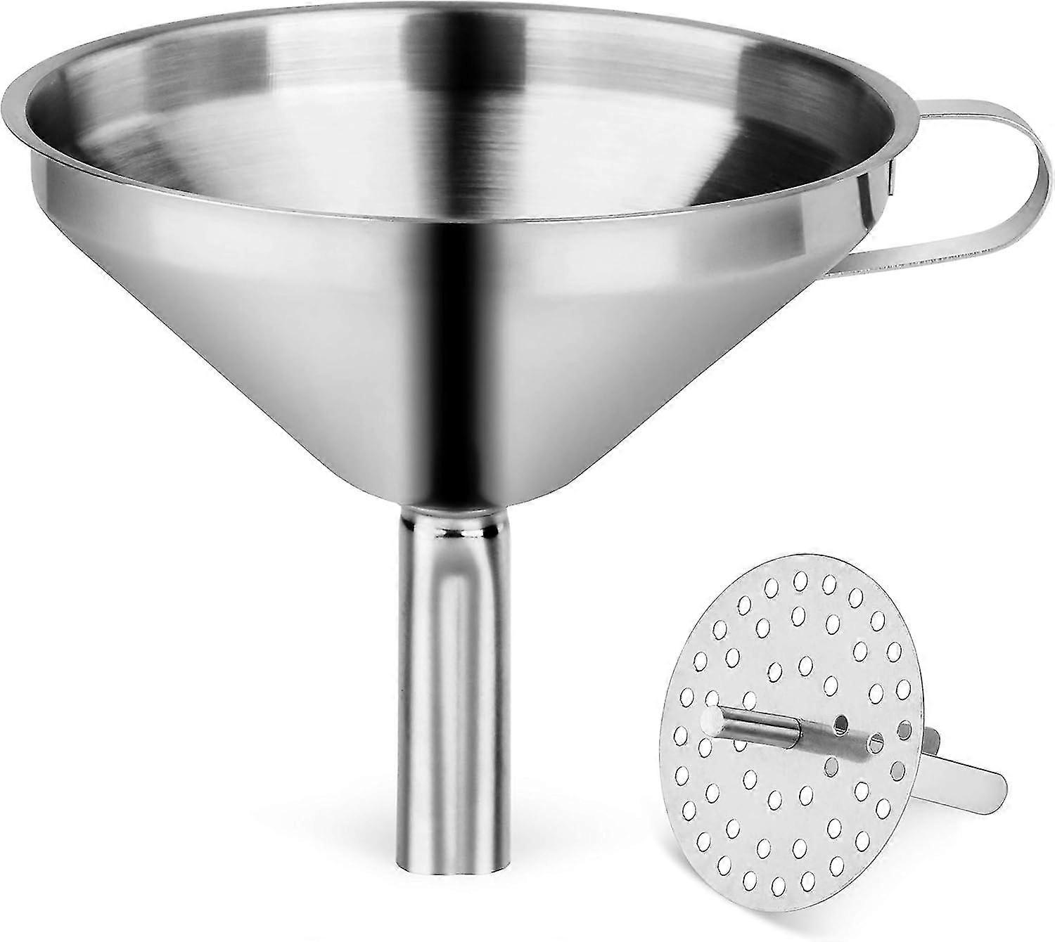 New Star Foodservice 42641 Entonnoir en acier inoxydable avec passoire/filtre amovible, 5", Silver_sjjyv