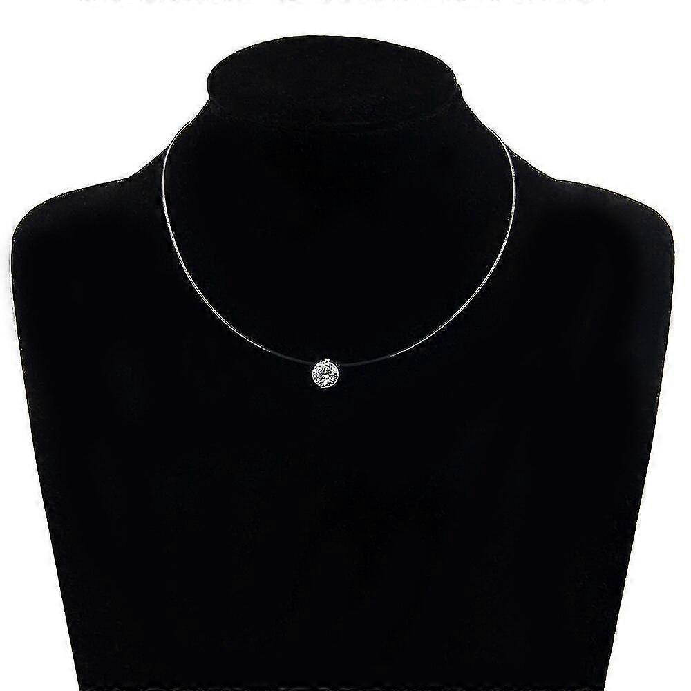 Şeffaf Gümüş Görünmez Rhinestone Kolye