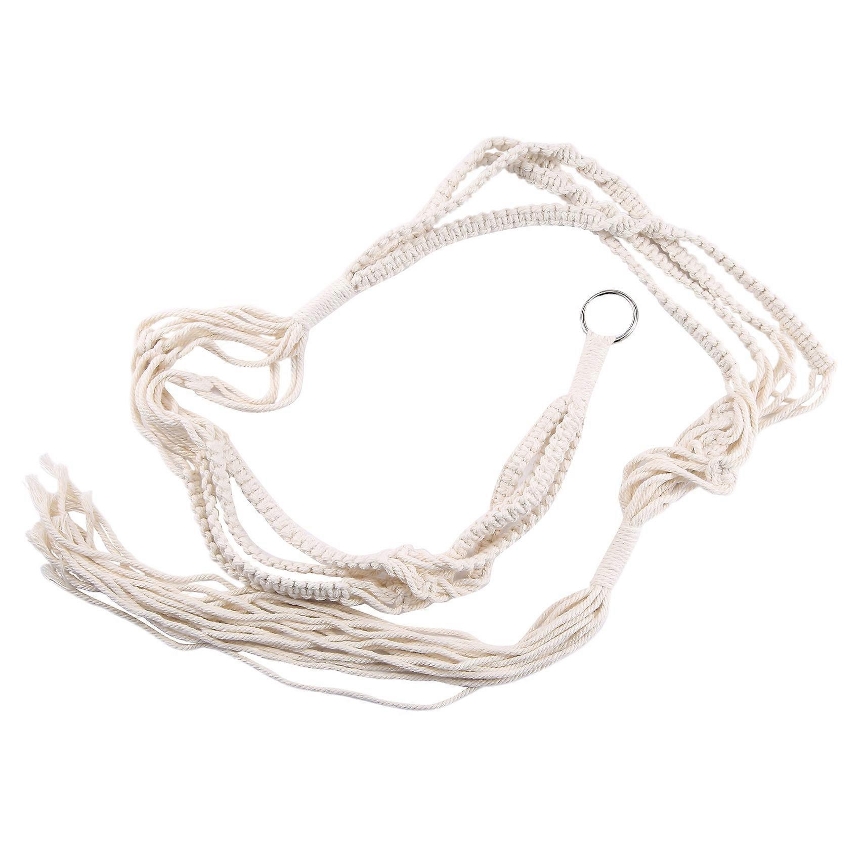 Macrame Double Plant Hanger Indoor Outdoor 2 Tier Hanging Planter Cotton Rope 4 Legs 67 inch