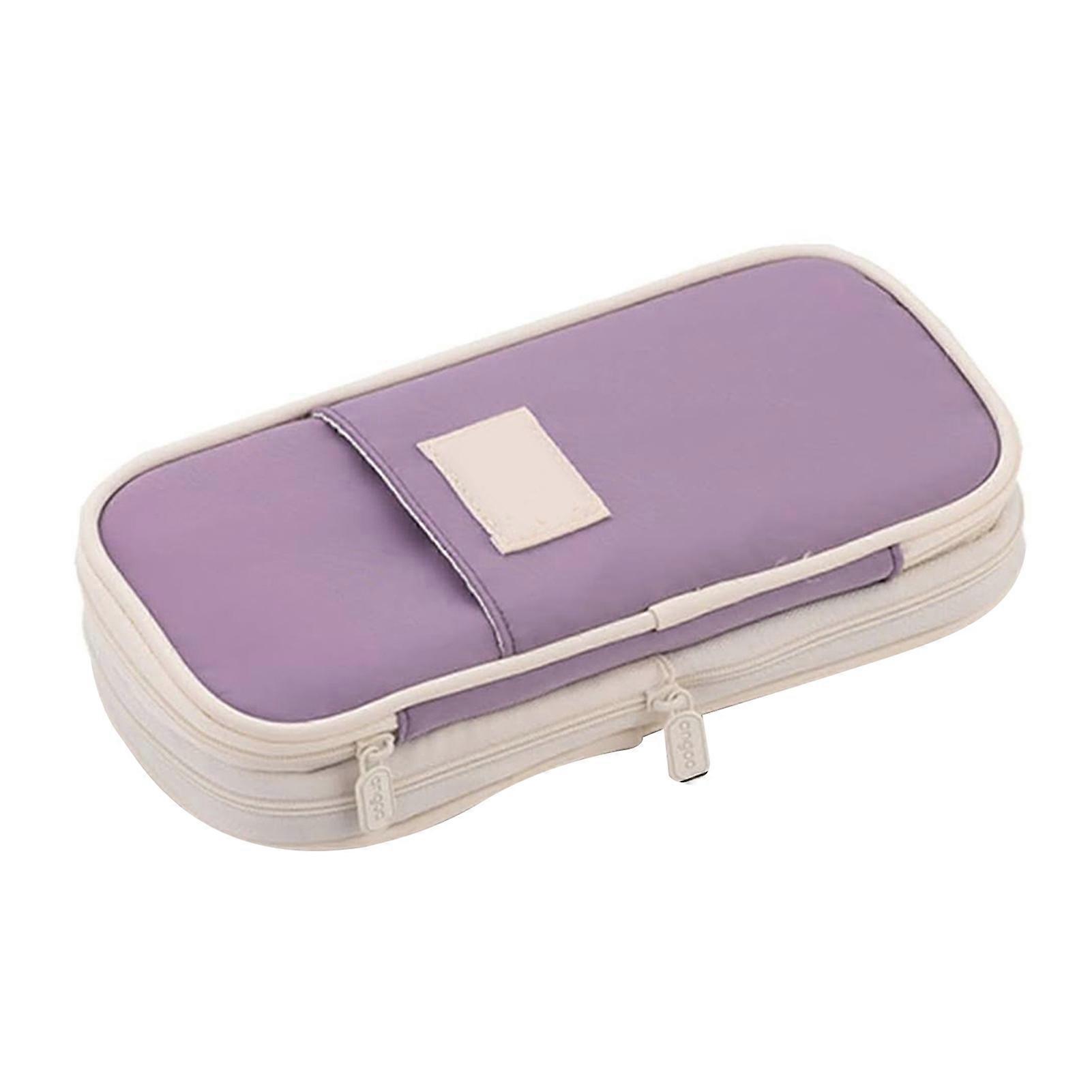 Foldable Color Matching Canvass Pencil Case Durable Pen Case Pouch Storage Bag for Office Student