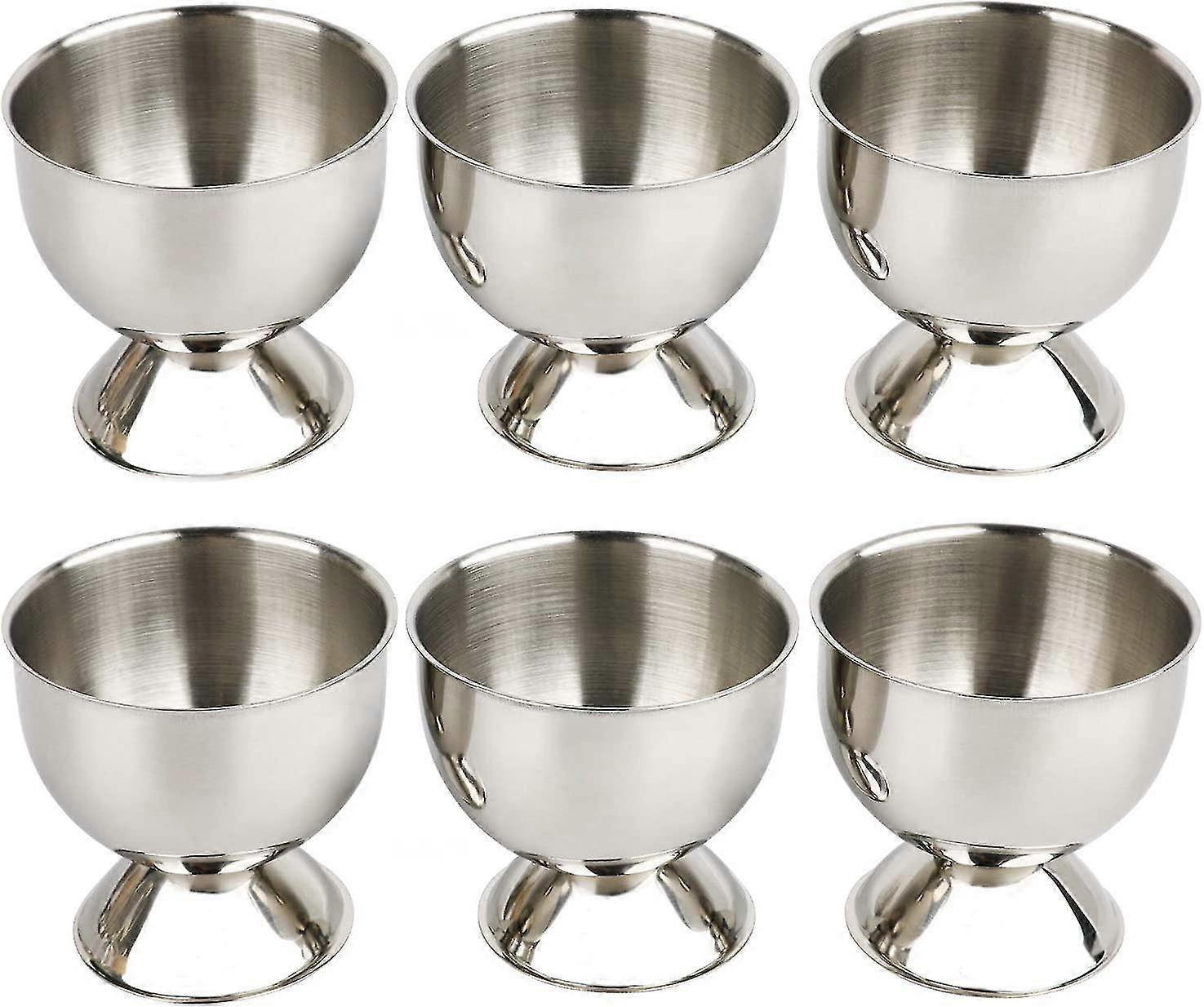 6pcs Eierbecher Tablett Edelstahl Weich gekochte Eierbecher Halter Stand (Eierbecher)