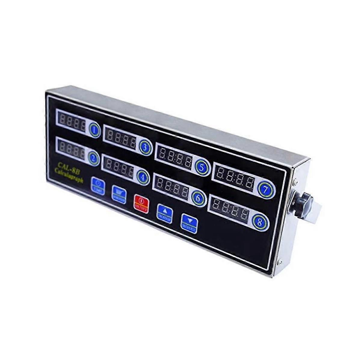 Commercial 8 Channels Digital Kitchen Timer, Stainless Steel Calculagraph Timer with Alarm , Clock Reminder,EU Plug