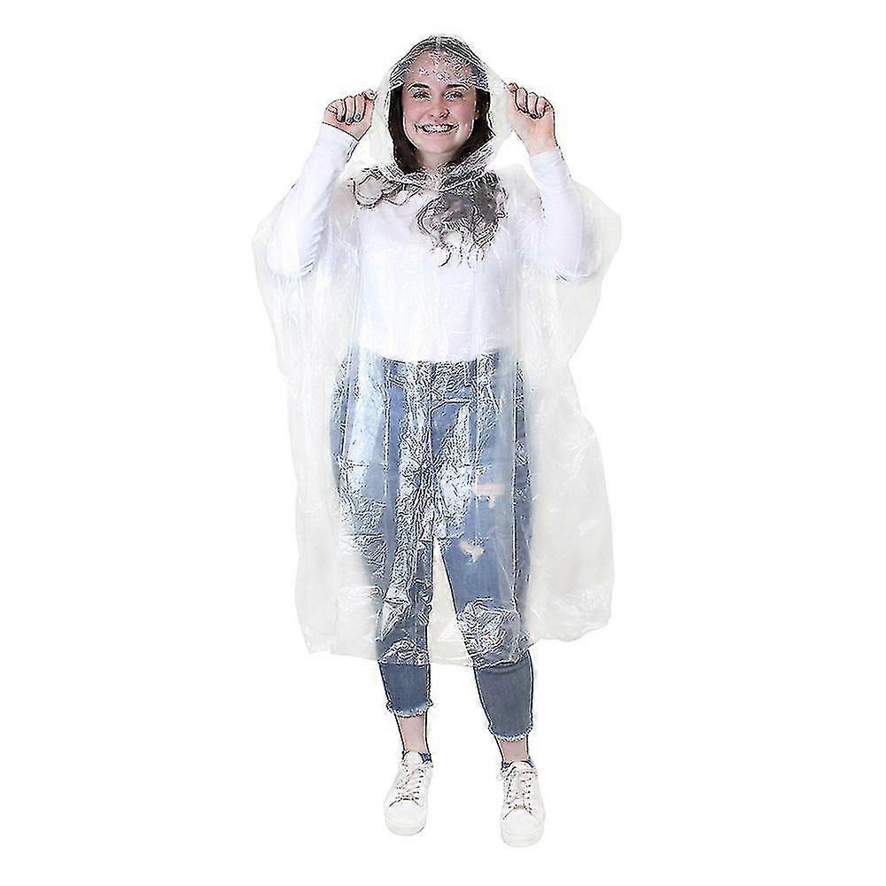 3pcs Reusable All Weather Emergency Rain Hooded Poncho (clear)