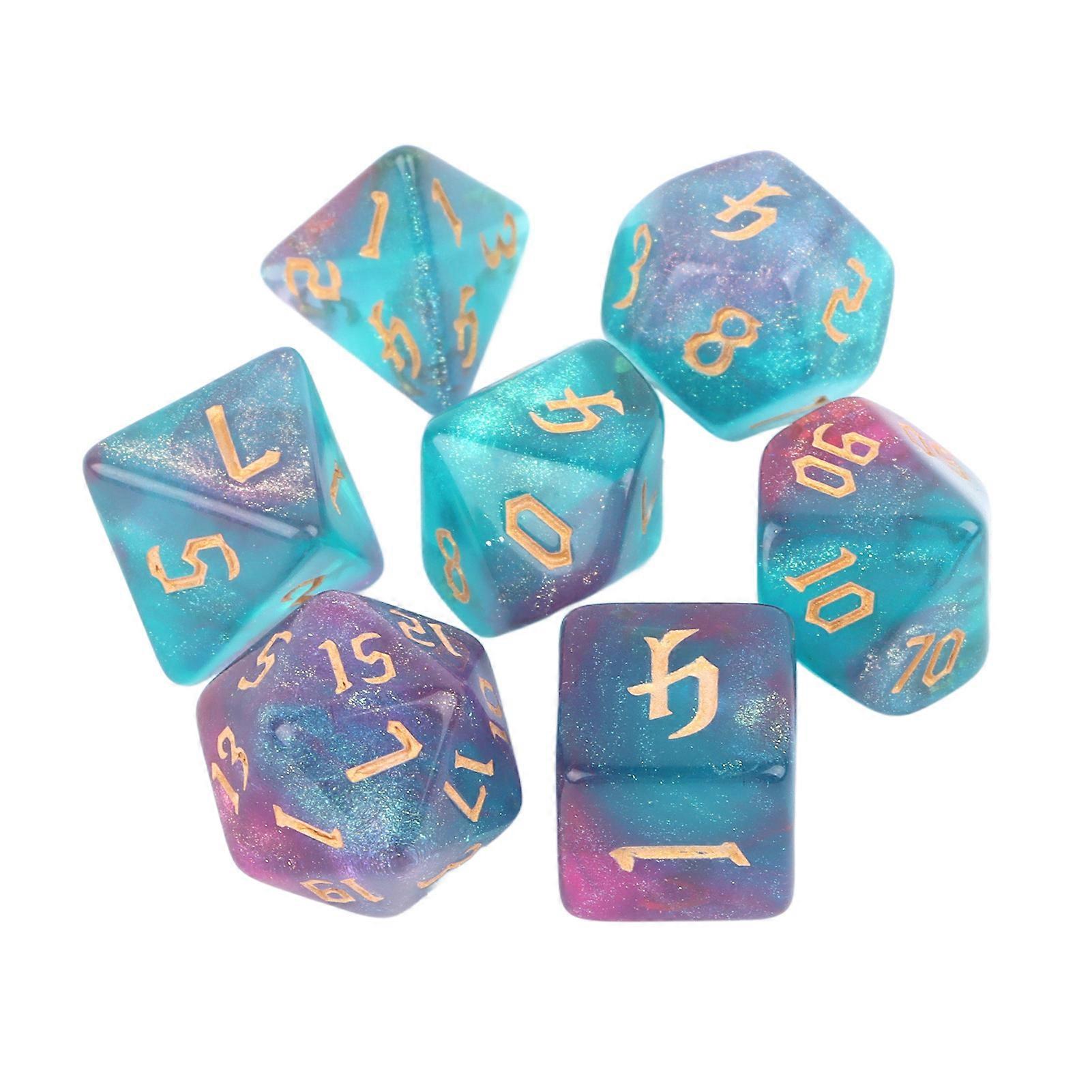 7PCS Polyhedral Dice Set 2 Color Waterproof Wear Resistant Colorfast Acrylic Portable Game Dice Set for Table Games Dice Set