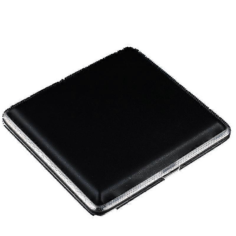 Ultra-thin Black Leather Cigarette Case 20 Sticks