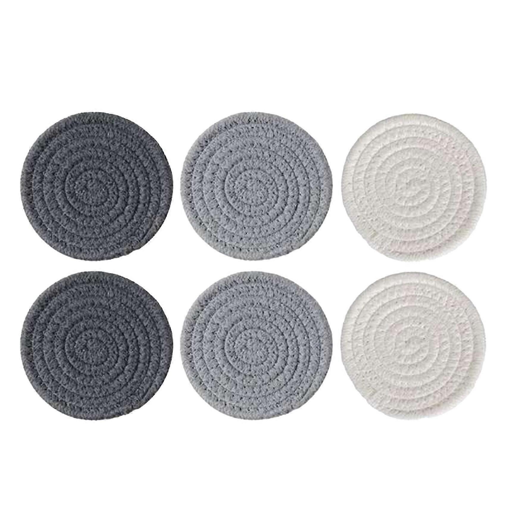 6 Packs Round Coasters For Drinks,vintage Woven Coaster Set For Table Protection,fabric Coasters He