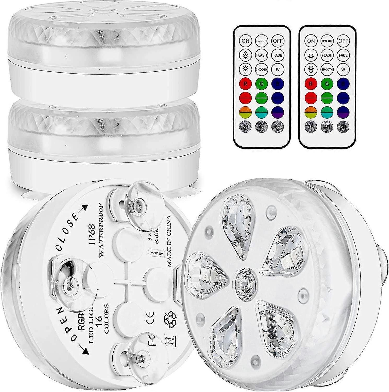 Waterproof Led Submersible Pool Light With Rf Remote, Timer, 16 Leds, Suction Cup And Magnet (4)