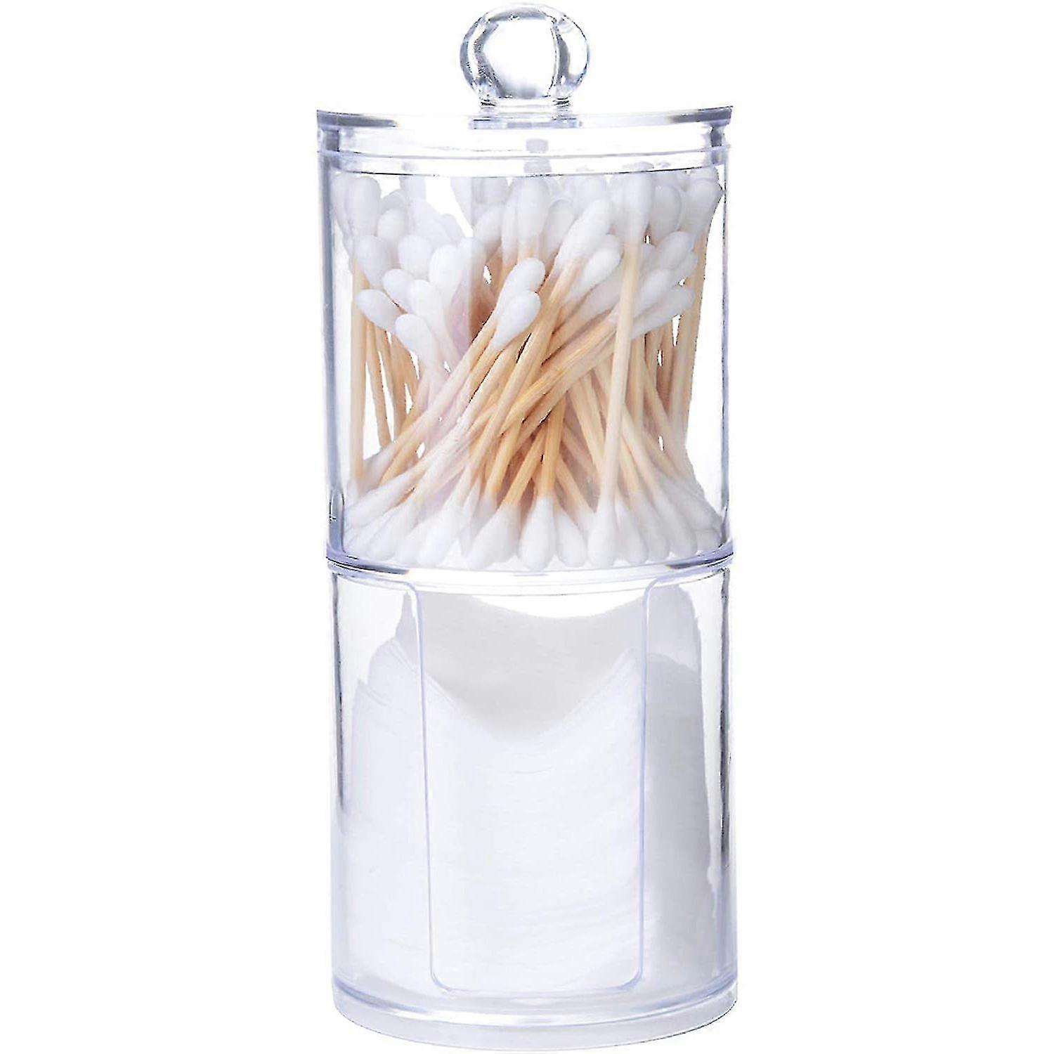 Makeup Storage, Double Layer Cotton Swab Pad Clear Container Storage Box Case Holder Dispenser For Cotton Pads And Cotton Swabs