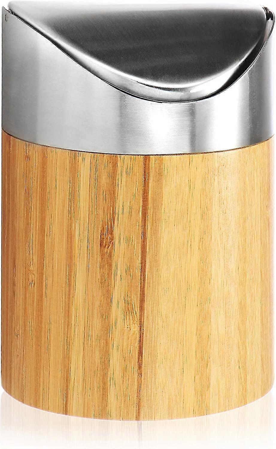 Mlleimer mit Schwenkdeckel - Bambus Tischplatte Mlleimer mit  Edelstahldeckel - Kompakte Schminktasche fr Badezimmer (1pcs-hellbraun -  Bambus) | Fruugo DE