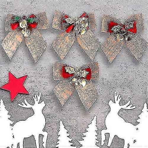 Christmas Knots Bells 8cm Scottish Bow Christmas Burlap Bow Christmas Tree Decorations Christmas Tree Ornament--