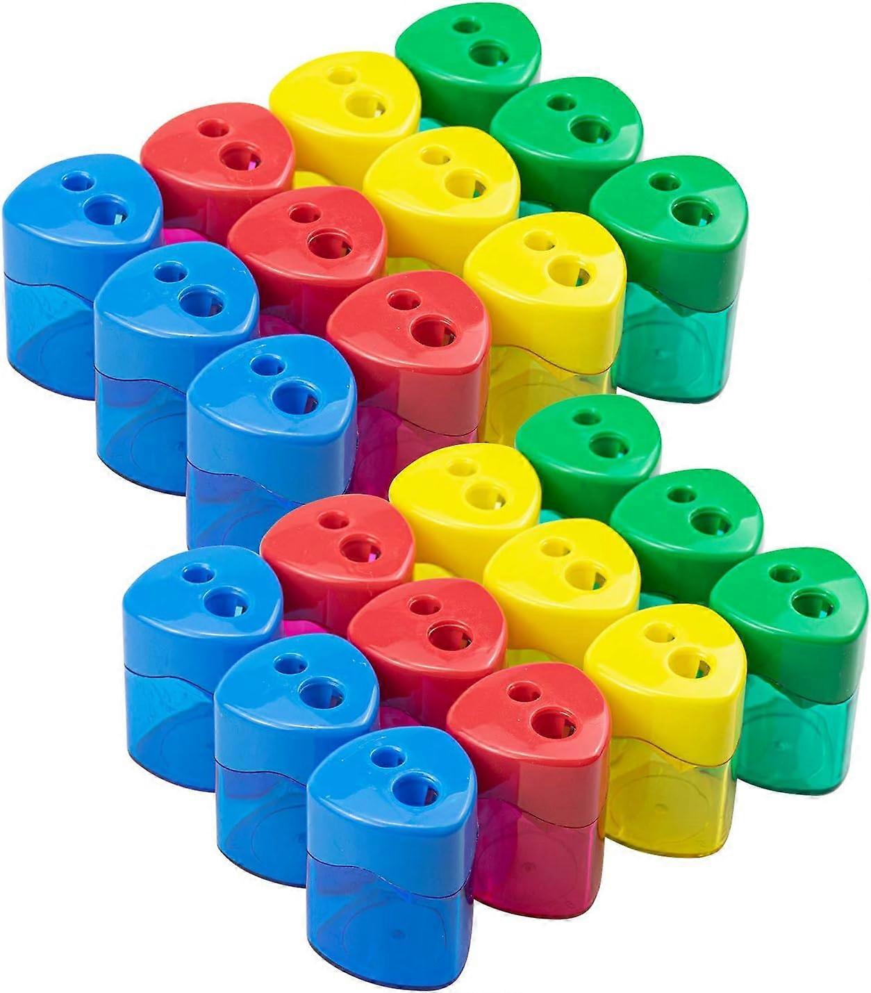 24 Pack Pencil Sharpener Manual Double Hole Oval Shaped Pencil Sharpener Hand Held Pencil Sharpener for Kids