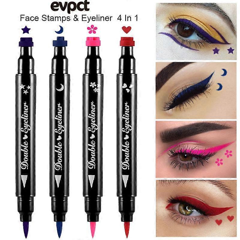 4PCS Color Seal Eyeliner Set Double-ended Waterproof Non-Smudged Eyeliner Cute Stamp Eyeliner