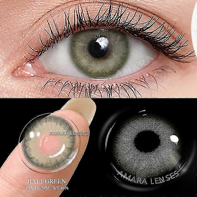 Amara 自然绿色眼睛隐形眼镜 软色镜片 绿色隐形眼镜 美容化妆 美丽瞳孔 隐形眼镜 TA