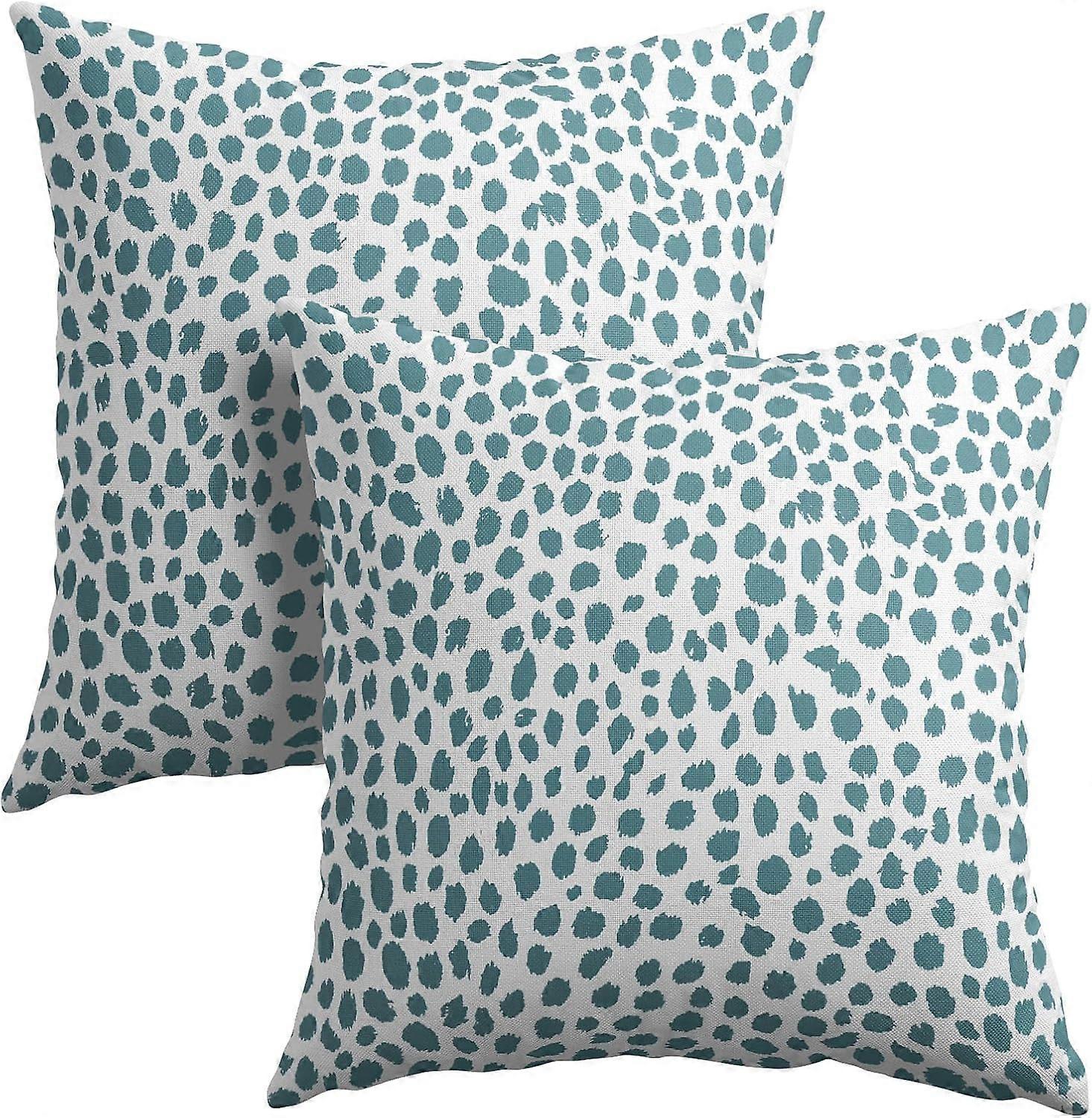 アクアクリーム枕カバー16x16インチ自由奔放に生きるデザインポルカドットスロー枕カバー2つのモダンなブラシストロークプリント枕カバーコットンリネンクッション株式会社のセット