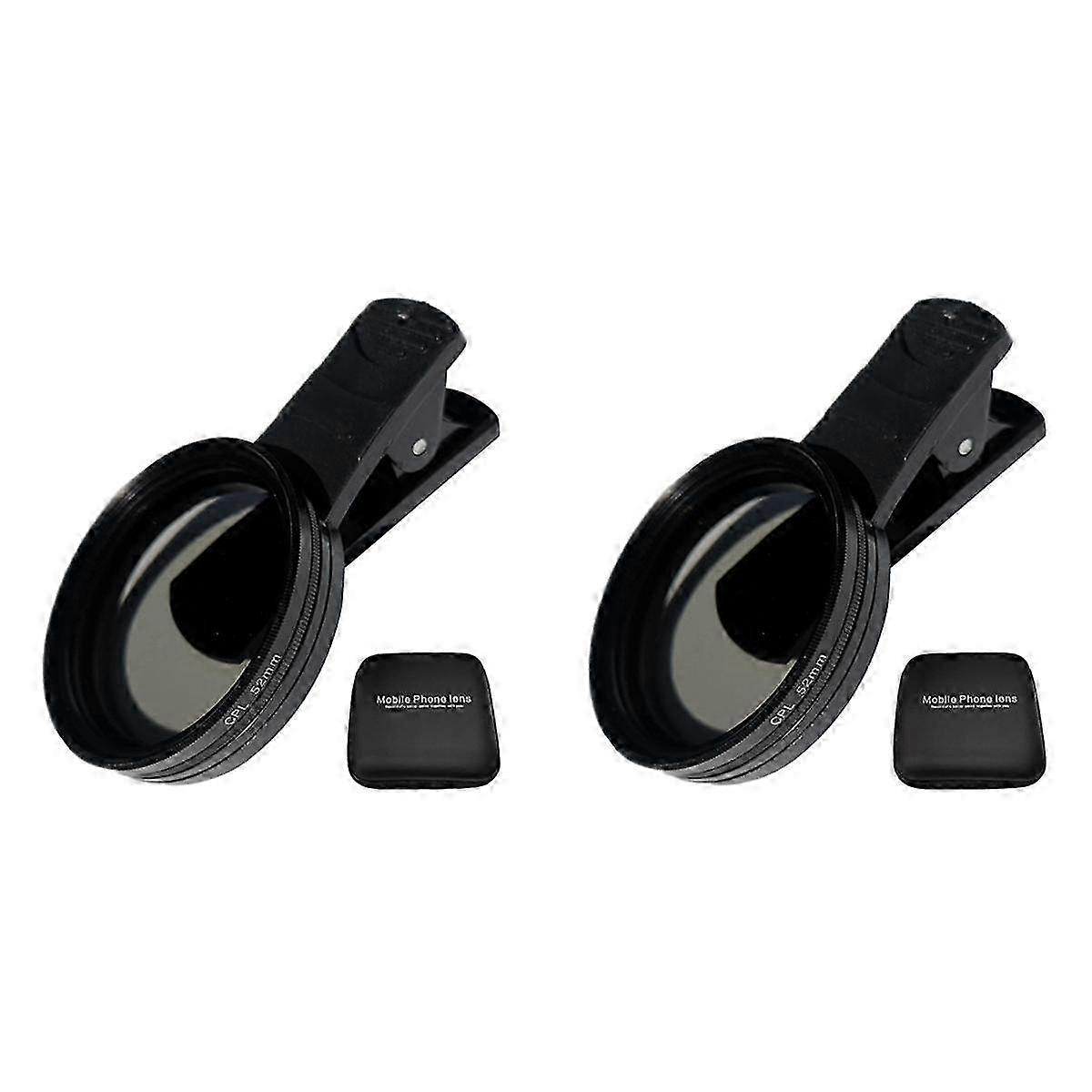 2 Sets 52mm Universal Phone Polarizer CPL Phone Camera Lens Filter Kit Compatible with and Android
