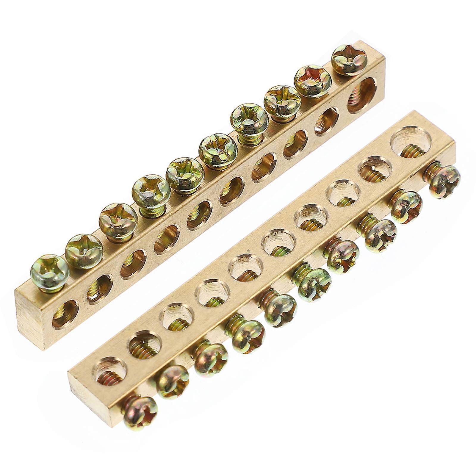 4 Pcs 10 Hole Distribution Wire Screw Terminal Copper Ground Neutral Bar Device